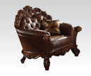 Acme Vendome Upholstered Chair with 1 Pillow in Cherry 52003