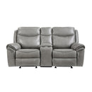 8206GRY-2 - Double Glider Reclining Love Seat with Center Console, Receptacles and USB Ports