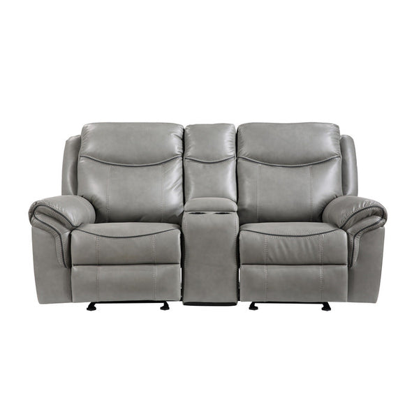 8206GRY-2 - Double Glider Reclining Love Seat with Center Console, Receptacles and USB Ports
