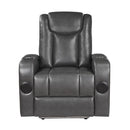 8522GRY-1PW - Power Reclining Chair with Wireless Charger, Cooling Cup-Holder, Storage Arms, Speakers, LED Light and USB port