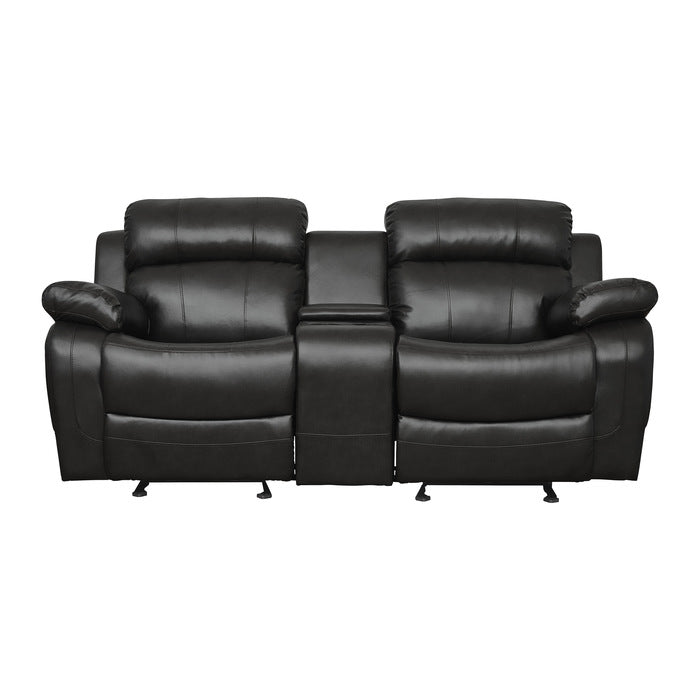 Marille Double Glider Reclining Loveseat with Center Console in Black