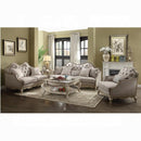 Chelmsford Beige Fabric & Antique Taupe Sofa w/5 Pillows