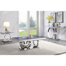 Zasir Gray Printed Faux Marble & Mirrored Silver Finish Table Set