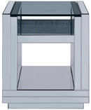 Acme Furniture Nysa End Table in Mirrored & Faux Crystals 81472