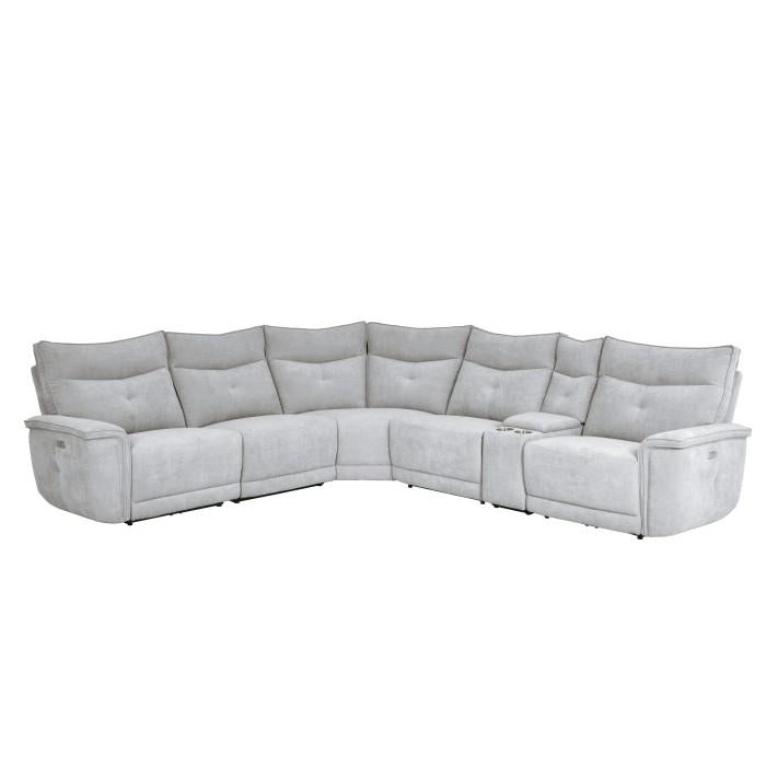 9509MGY6LRRRPWH - (6)6-Piece Modular Power Reclining Sectional with Power Headrests and USB Ports