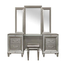 Tamsin 3pcs Vanity Dresser with Mirror in Silver Grey Metallic 1616-15