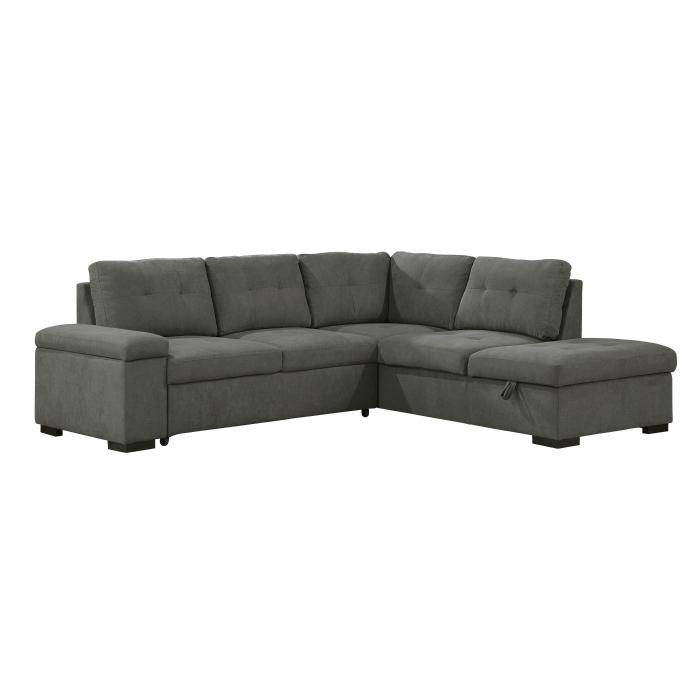 9390DG22LRC - (2)2-Piece Sectional with Pull-out Bed and Right Chaise with Storage Ottoman