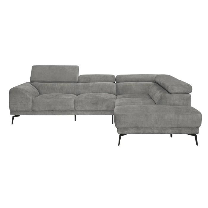 9409GRYSC - (2)2-Piece Sectional with Adjustable Headrests and Right Chaise