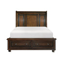 Cumberland Queen Sleigh Platform Bed with Footboard Storage in Brown Cherry 2159-1