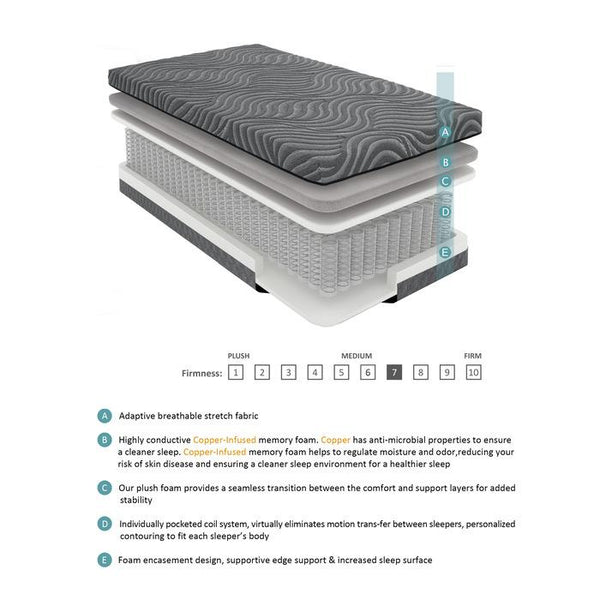 MT-USH08F - 8" Full Copper-Infused Memory Foam Hybrid Mattress