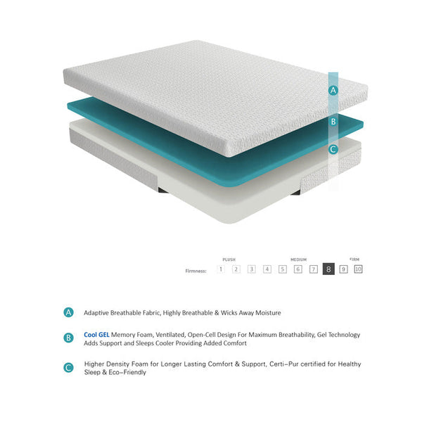 MT-G08F - 8" Full Gel-Infused Memory Foam Mattress
