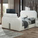 Queen Bed w/LED, TV Cabinet, Fireplace & Bluetooth