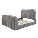 EK Bed w/Led, TV Stand, Fireplace & Bluetooth