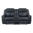 8516BU-2 - Double Reclining Love Seat with Center Console, Receptacles and USB Ports